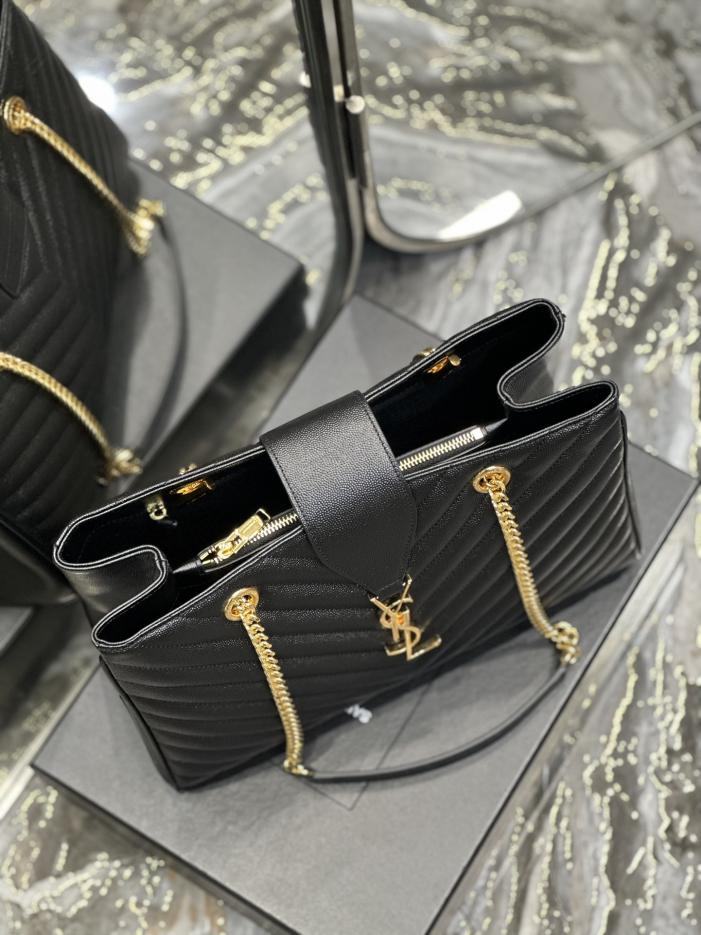 SAINT LAURENT [Nero] Borsa tote grande in pelle di vacchetta