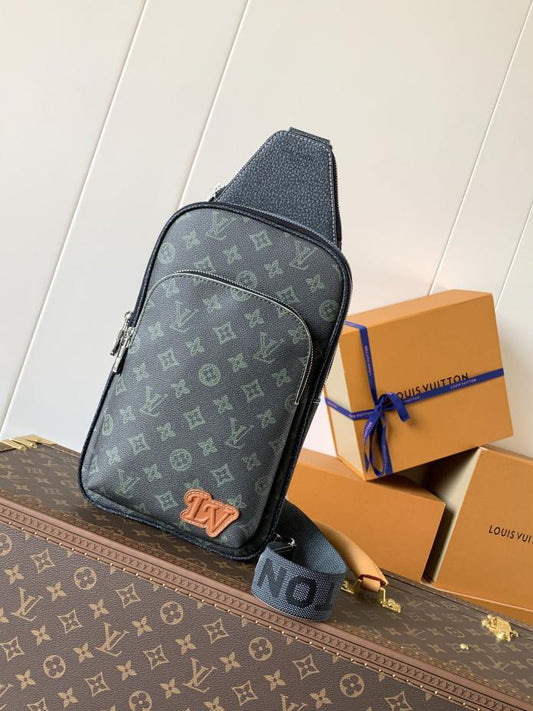borsa a tracolla AVENUE con chip di transcodifica dell’ordine originale con fiore verde serigrafato