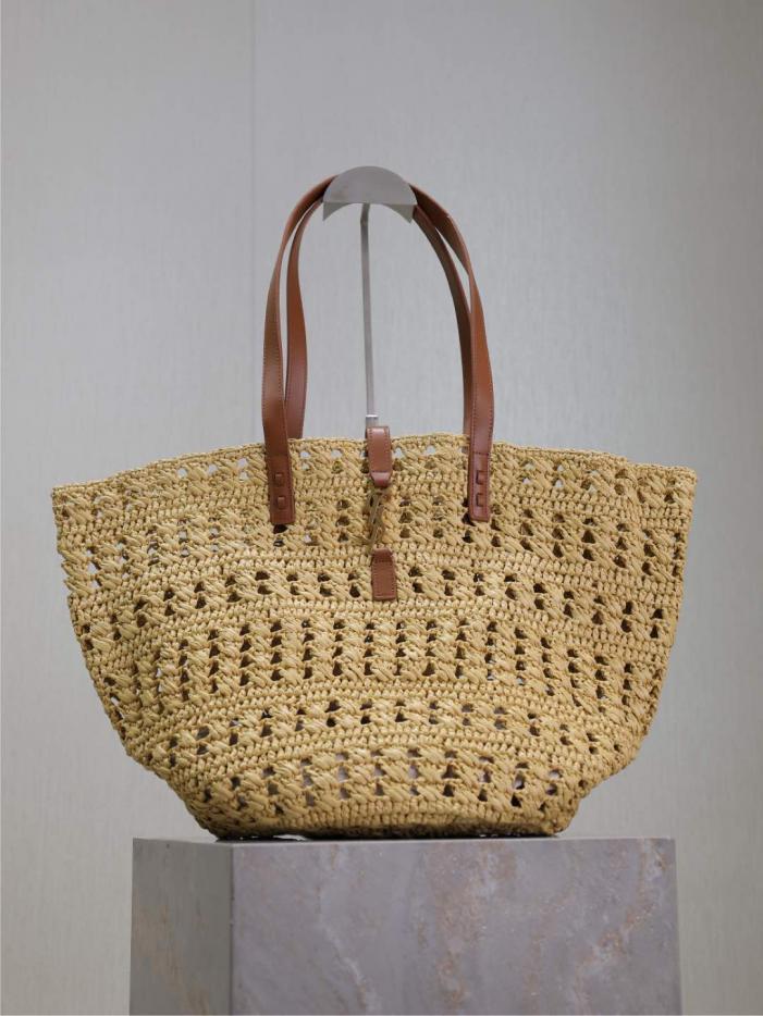 Borsa tote in paglia cava YSL