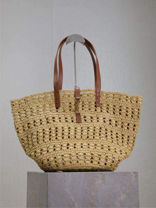 Borsa tote in paglia cava YSL