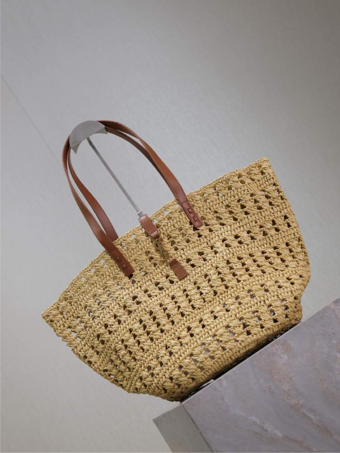 Borsa tote in paglia cava YSL