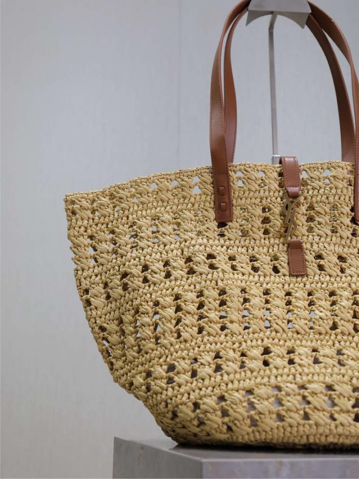 Borsa tote in paglia cava YSL