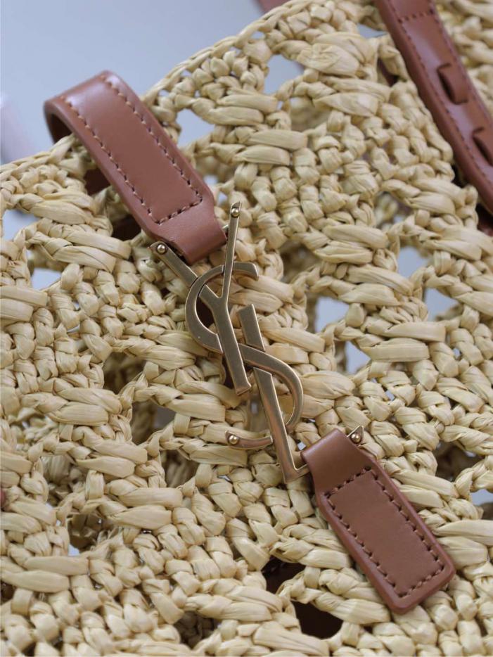 Borsa tote in paglia cava YSL