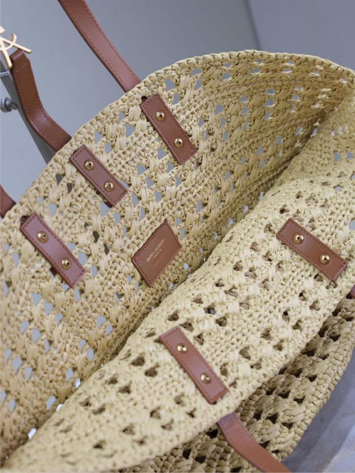Borsa tote in paglia cava YSL