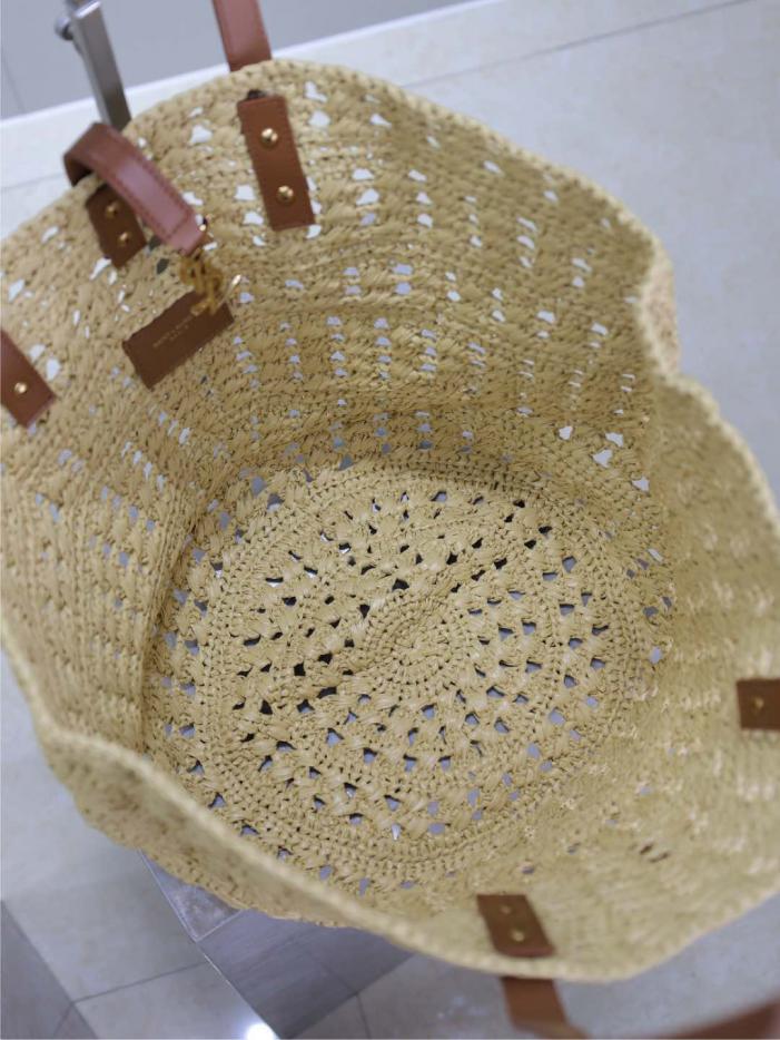 Borsa tote in paglia cava YSL