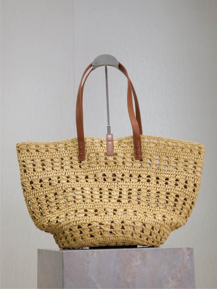 Borsa tote in paglia cava YSL