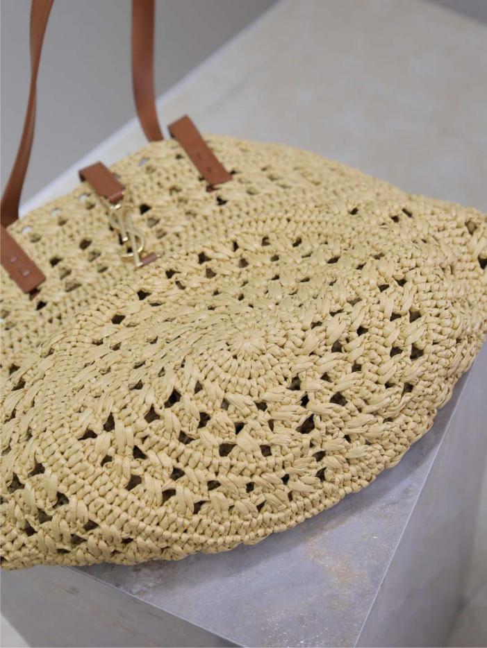Borsa tote in paglia cava YSL