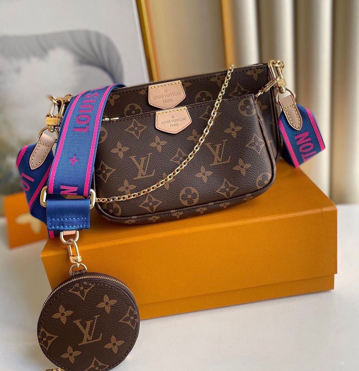 Multi Pochette Accessoires - Tela Monogram Blu elettrico