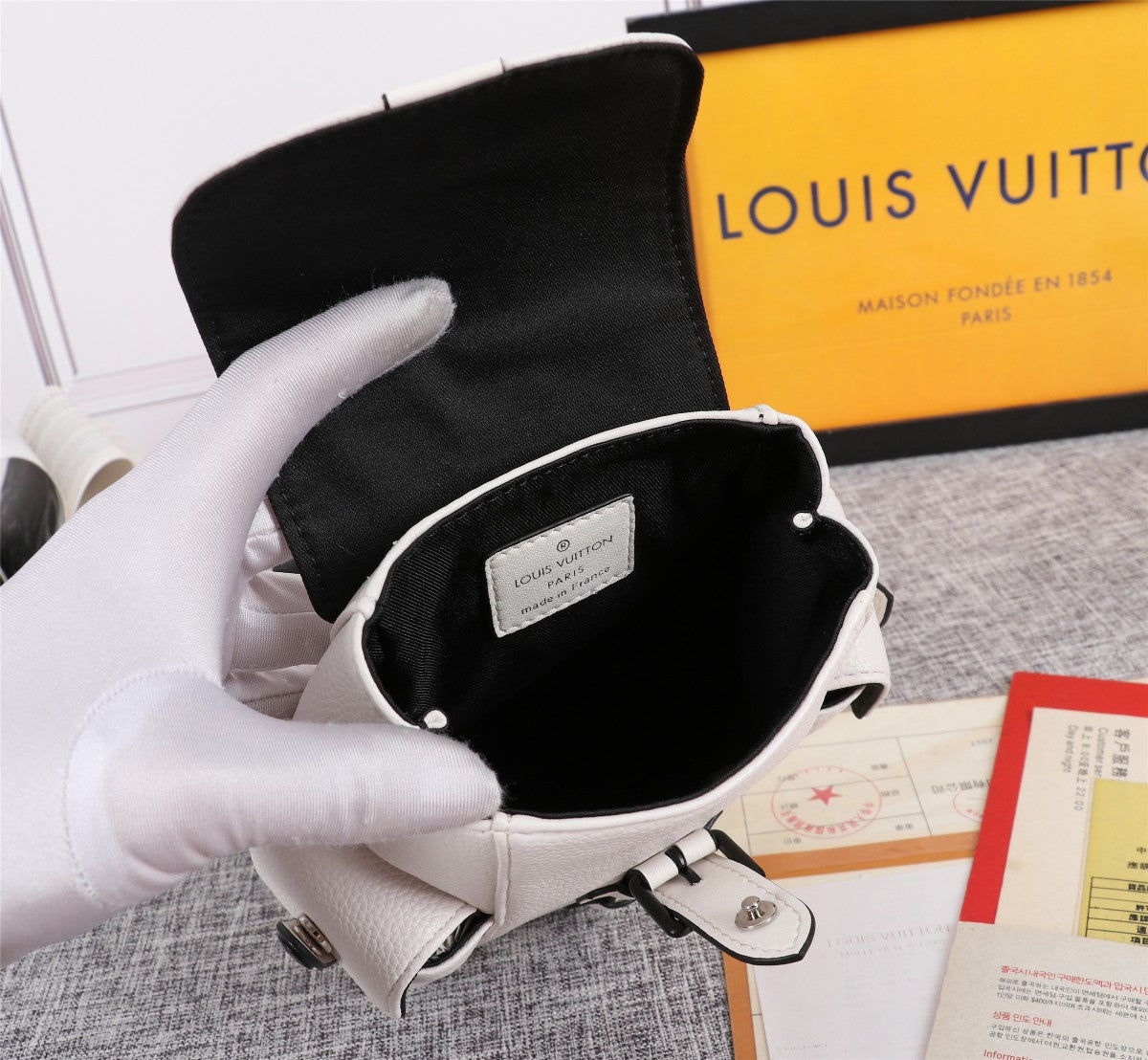 LV Zaino Mini in Pelle Bianco